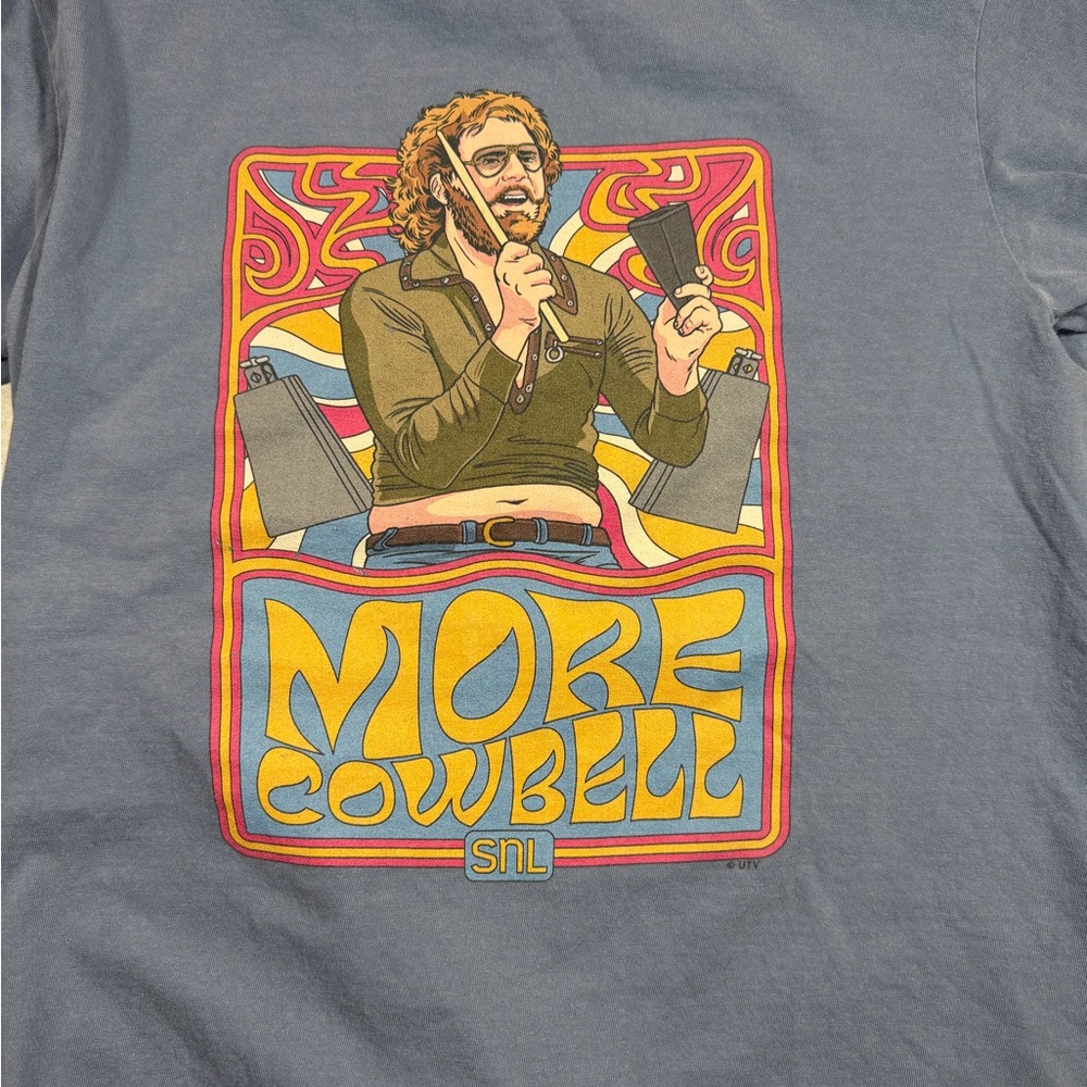 More Cowbell Graphic T-Shirt by Will Ferrell SNL Adult Medium Short Sleeve